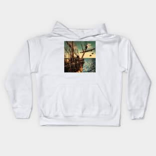 Sailing The Ocean On A Tall Ship Kids Hoodie